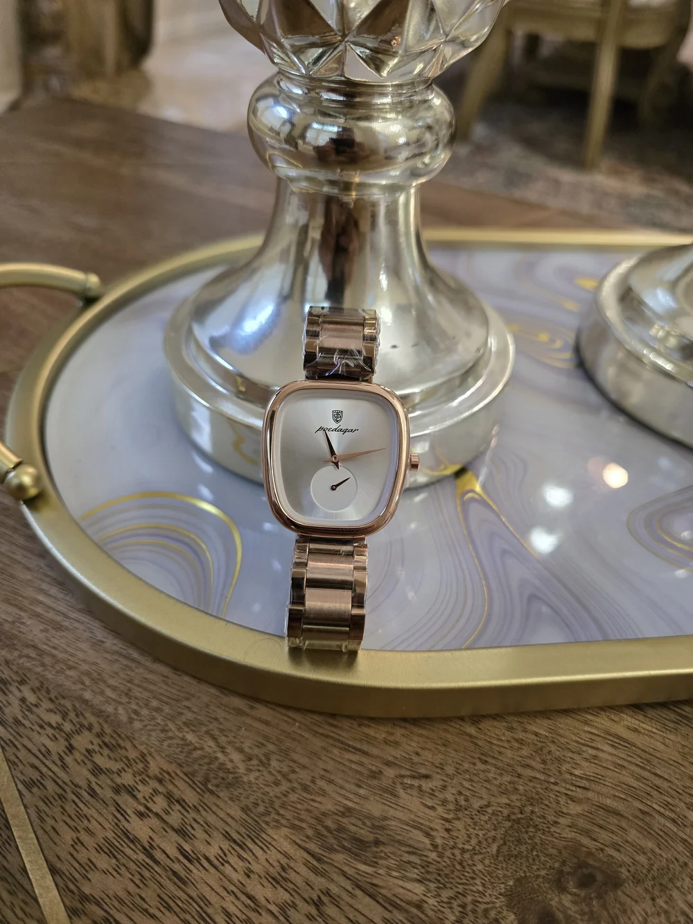 Rose Gold Women's Bracelet Watch - Elegant Minimal Dial